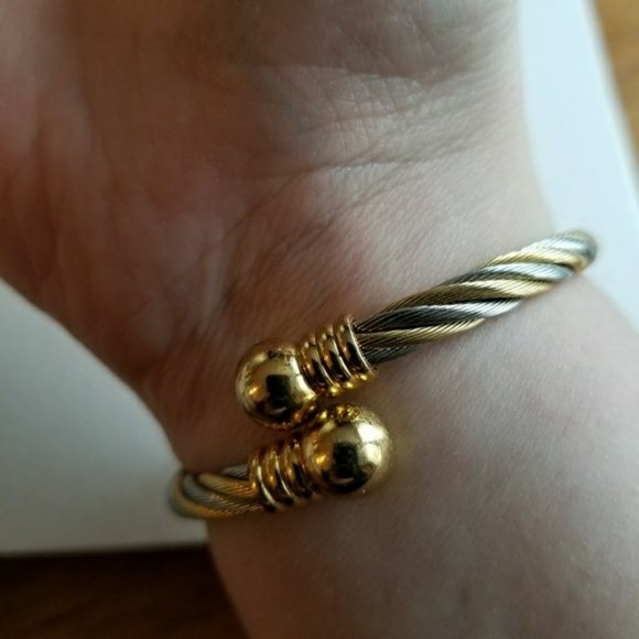Relisted - Twist bracelet gold silver tone rope cuff - Picture 3 of 4